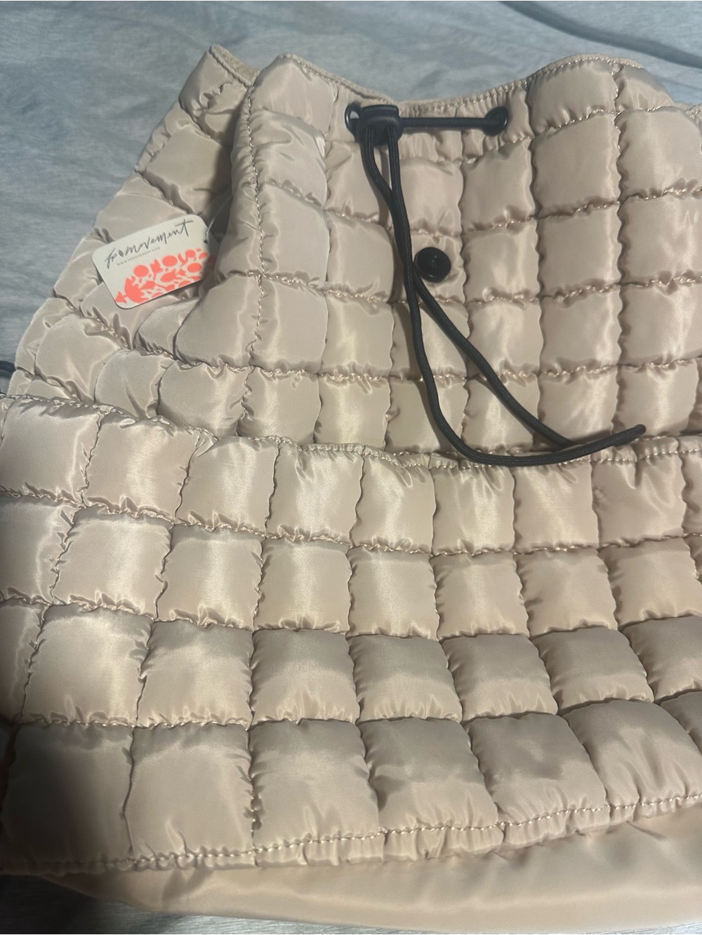 Free people Quilted Cream Puffer backpack Drawstring